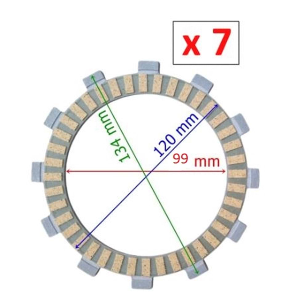 DEBRİYAJ BALATASI 7 li 12 tırnak (2023 SONRASI ) 250NK/250SR CF MOTO 99-120-134