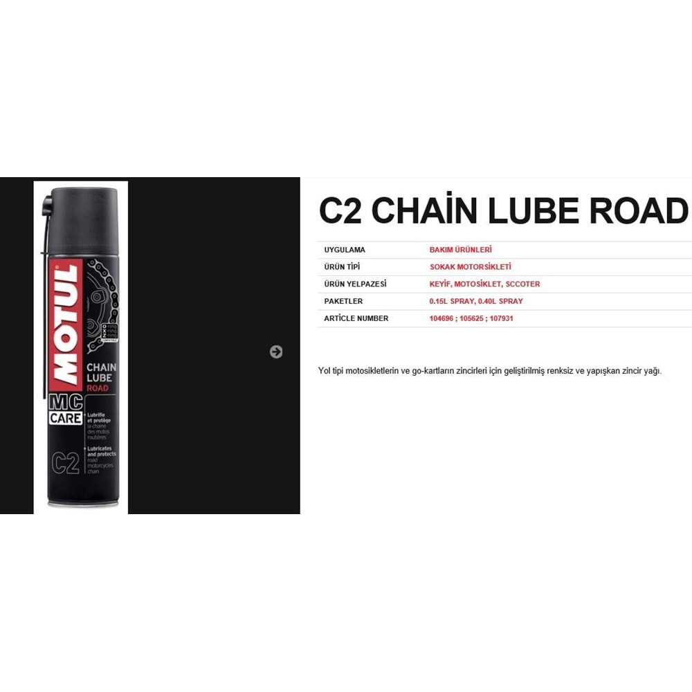 ZİNCİR SPREYİ YAĞLAYICI C2 MOTUL 400ml