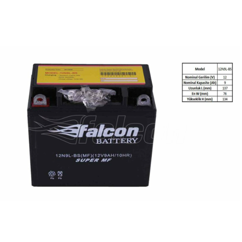 AKÜ 12N9L-BS 12V 9 AH MOTOSİKLET FALCON