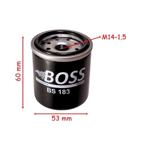 YAĞ FİLİTRESİ BOSS BS183 (HF183) 53-60-M14-1,5 APRİLLİA SR 125-200 RESSİVO 250 VESPA