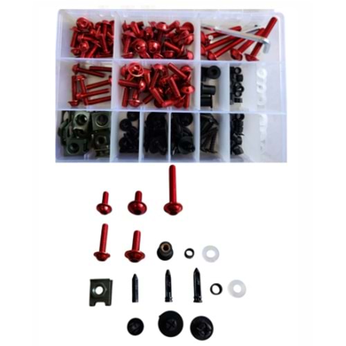 RACİNG KAPORTA VİDA SETİ KIRMIZI