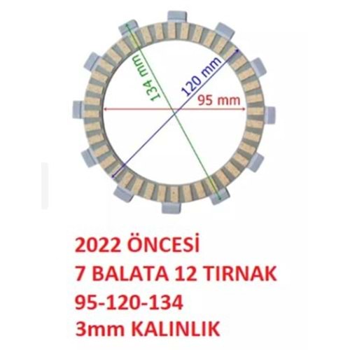 DEBRİYAJ BALATASI 7 li 12 tırnak (2022 öncesi) 250NK/250SR CF MOTO 95-120-134