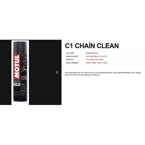 ZİNCİR SPREYİ TEMİZLEME C1 MOTUL 400ml