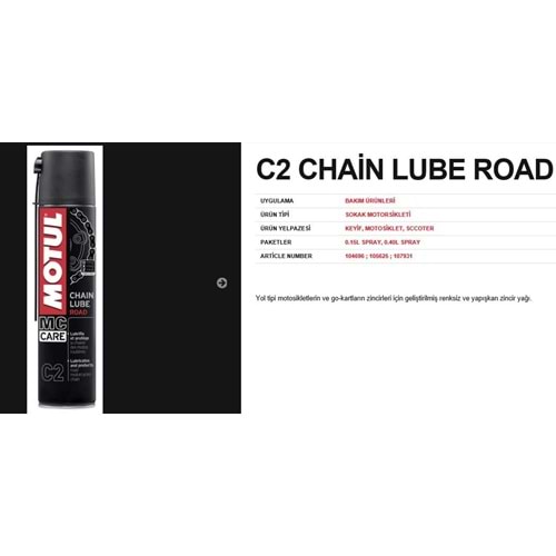 ZİNCİR SPREYİ YAĞLAYICI C2 MOTUL 400ml