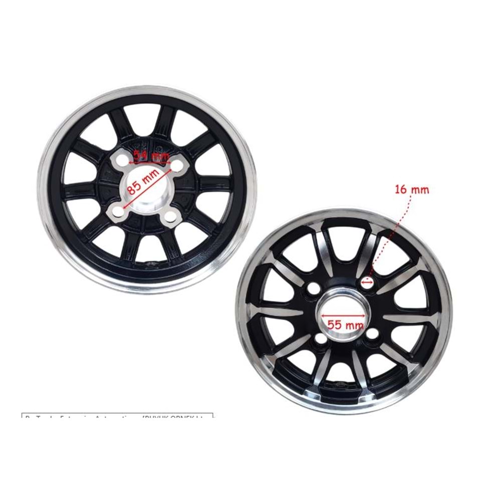 ARKA 10 JANT 4 bijonlu Siyah ALÜMİNYUM E-BİSİKLET/FAYTON/GRETA/MONA/CAPRİ/ASİSTANT