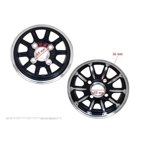 ARKA 10 JANT 4 bijonlu Siyah ALÜMİNYUM E-BİSİKLET/FAYTON/GRETA/MONA/CAPRİ/ASİSTANT